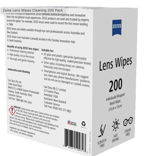 Zeiss Cleaning Wipes 200 pack - Image 2
